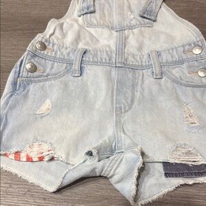 Old Navy Blue Denim Overalls Distressed Casual